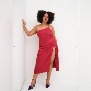 For Love and Lemons Elora Midi Dress in Red. Size Medium. NWT.